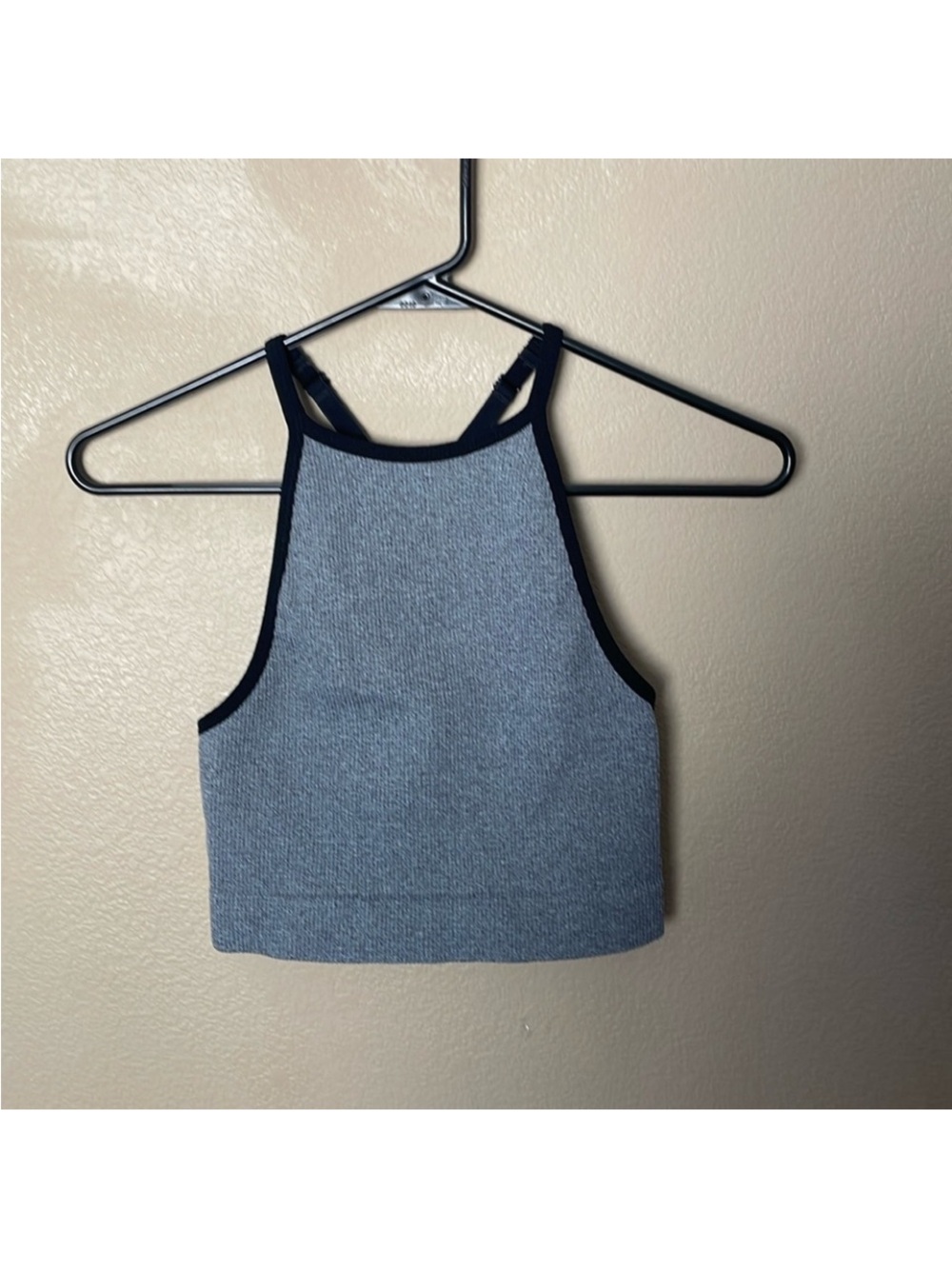 Forever 21 Heather Gray & Black Ribbed Crop Sports Bra